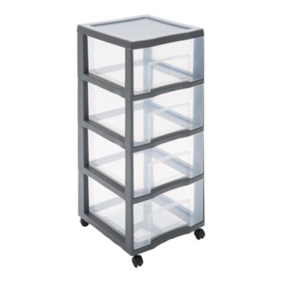 Tour en plastique 4 tiroirs Kontor gris H. 83,5 x L. 37 x P. 38 cm