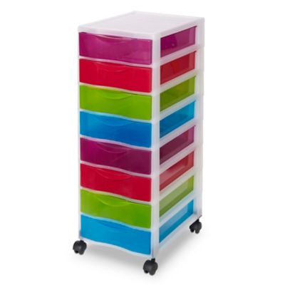 Tour en plastique 8 tiroirs Kontor multicolore H. 68 x L. 36,5 x P. 26 cm