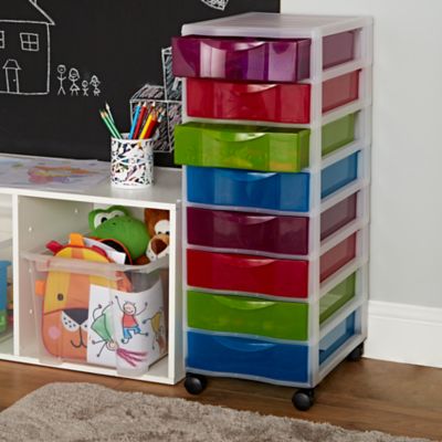 Tour en plastique 8 tiroirs Kontor multicolore H. 68 x L. 36,5 x P. 26 cm