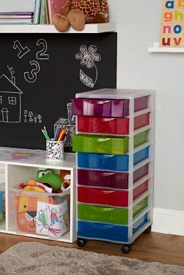 Tour en plastique 8 tiroirs Kontor multicolore H. 68 x L. 36,5 x P. 26 cm