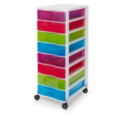 Tour en plastique 8 tiroirs Kontor multicolore H. 68 x L. 36,5 x P. 26 cm