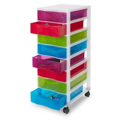 Tour en plastique 8 tiroirs Kontor multicolore H. 68 x L. 36,5 x P. 26 cm