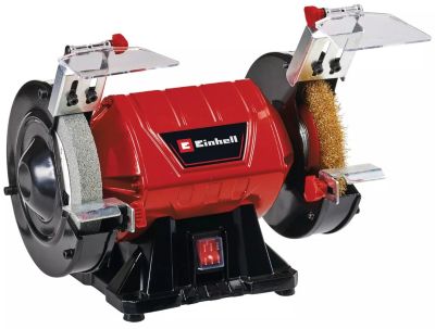 Touret à meuler Einhell TC-BG 150 B, 350 W, bâti métal, livré avec meule gr. 36 et disque-brosse.