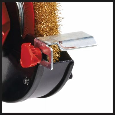 Touret à meuler Einhell TC-BG 150 B, 350 W, bâti métal, livré avec meule gr. 36 et disque-brosse.