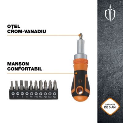 Tournevis à cliquet et 10 embouts Magnusson