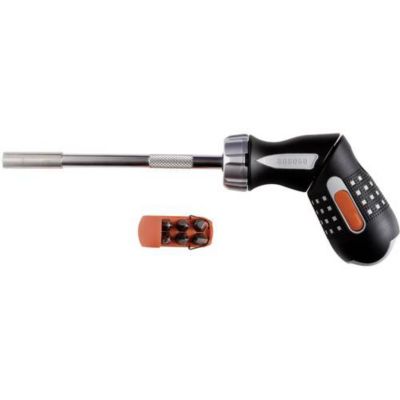 Tournevis à cliquet Bahco 808050P 1/4" 260 mm avec assortiment de 6 embouts et poignée revolver