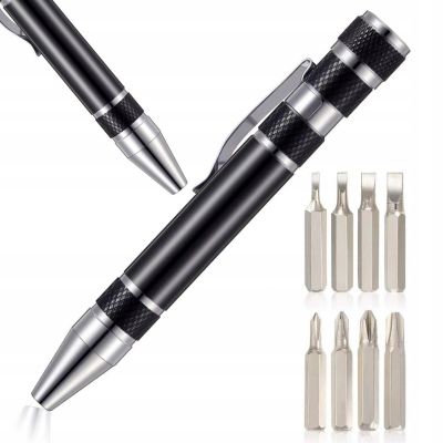Tournevis de Précision Format Stylo - 8 Embouts Magnétiques, Aluminium Antidérapant, Réparations Électroniques