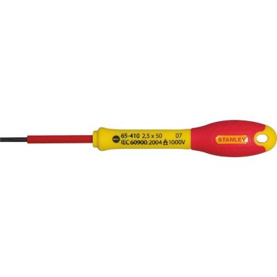 Tournevis à fente électricien - Diamètre 2,5 mm - Lame 5 cm - Isolé 1000 V - Stanley Fatmax