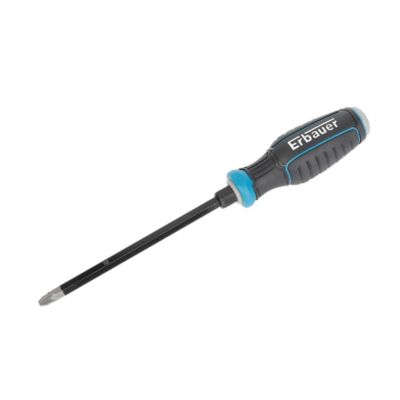 Tournevis Pozidriv S2 en acier, manche TPR bi-matière. Mesure PZ 2 x