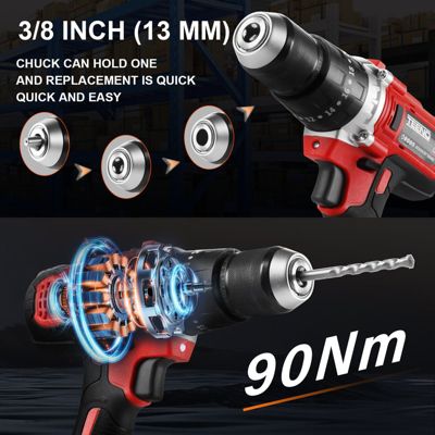 Tournevis sans fil 21V, batterie 4.0Ah, 90 Nm, réglage de couple 20+3, mandrin 13mm