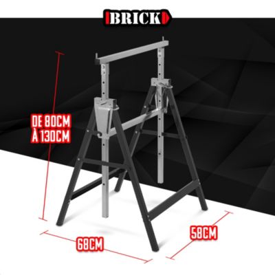 Tréteau métallique télescopique 68x58x130cm- Pliable - Brick