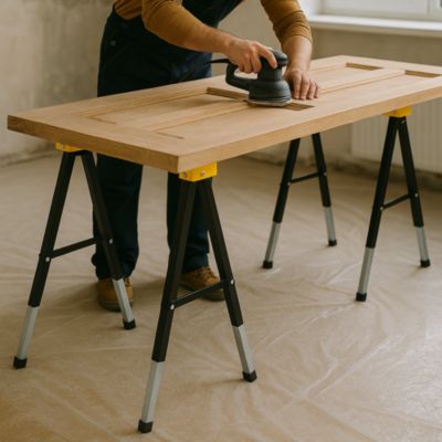 Tréteaux réglables télescopiques en métal - Hauteur ajustable de 64 à 91 cm Charge 150 kg - EURO VANADIUM
