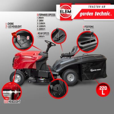 Tracteur tondeuse 352cc - largeur de coupe 84cm - Elem Garden