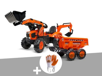 Tractopelle enfant Case CE avec remorque + excavatrice 2 à 5 ans - Falk