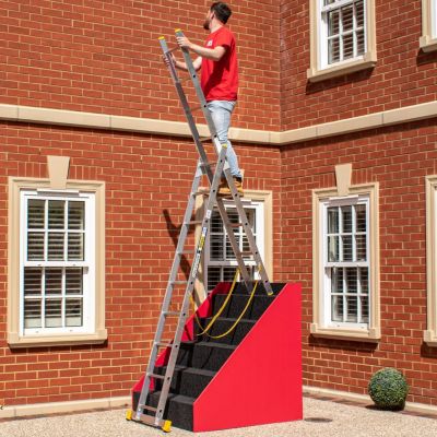 Trade Master Pro Échelle extensible combinée 2 sections Escalier marche et autoportante Aluminium 150 kg Load Certifiée EN131 2x9