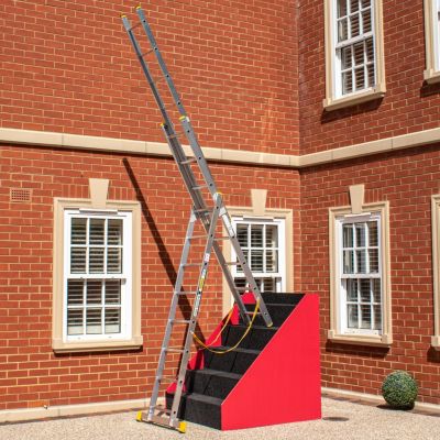 Trade Master Pro Échelle extensible combinée 3 sections Escalier marche et autoportante Aluminium 150 kg Load Certifiée EN131 3x8
