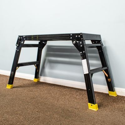 Trade Master Pro Plateforme travail aluminium - 150 kg - Pliable - Échelle 2 marches - Tabouret - Intérieur & extérieur