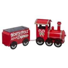 Train Déco "Soir de Noël" 66cm Rouge