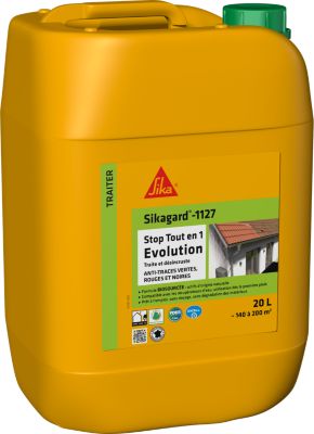 Traitement anti-dépôt vert et anti-mousse pour toiture, façade, terrasse, sans rinçage 20 L, Sika Sikagard®-1127