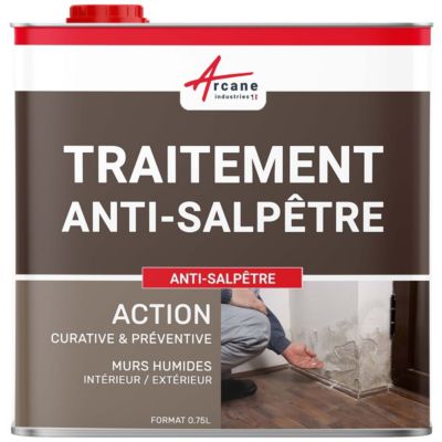 Traitement anti-salpêtre pour murs humide - ANTISALPÊTRE  - 0.75 L (jusqu'à 3 m²) - ARCANE INDUSTRIES
