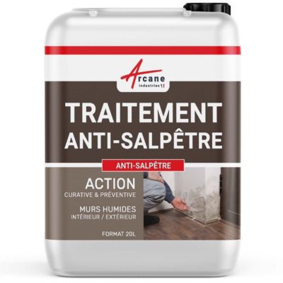 Traitement anti-salpêtre pour murs humide - ANTISALPÊTRE  - 20 L (jusqu à 80m²) - ARCANE INDUSTRIES
