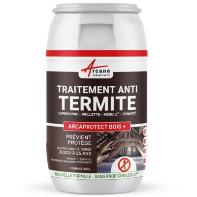 Traitement Bois Anti Termite : Traitement des bois, charpente, ossature intérieur/extérieur  - 200 L - ARCANE INDUSTRIES