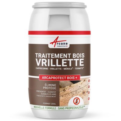 Traitement Bois Anti Vrillette du bois : Traitement des bois, charpente intérieur ou extérieur  - 200 L - ARCANE INDUSTRIES