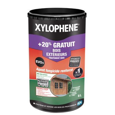 Traitement bois extérieur insecticide, fongicide anti termites et xylophages Xylophène Evo+ 5 L + 20% gratuit