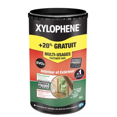 Traitement bois insecticide, fongicide anti termites et xylophages Xylophène Evo+ 5 L +20% gratuit