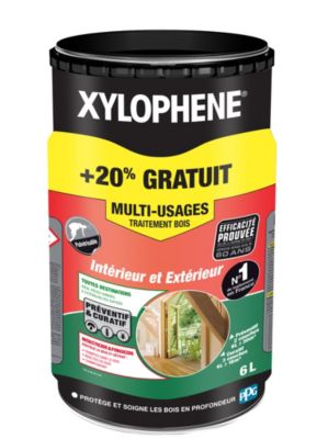 Traitement bois multi-usages intérieur et extérieur Xylophène 6L +20% gratuit