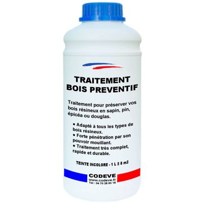 Traitement Bois Preventif - 1 L   - Codeve Bois - Pour La Protection De Votre Bois Résineux En Pin, Sapin Ou Douglas.