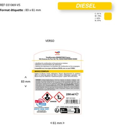 Traitement diesel 2 en 1 Total Energies 250 ml