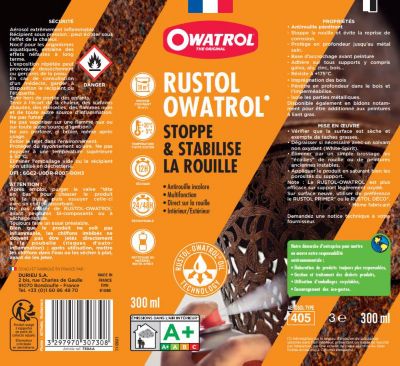 Traitement extérieur anti-rouille aérosol stoppe & stabilise Rustol Owatrol 300ml
