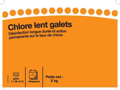 CHLORE LENT GALET 250g 5kg - Label Piscines
