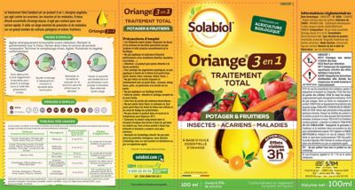 Traitement Total Oriange 3 en 1 potager Solabiol 100ml