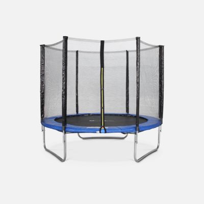 Trampoline 250cm bleu avec pack d'accessoires + Tente de camping avec sac de transport