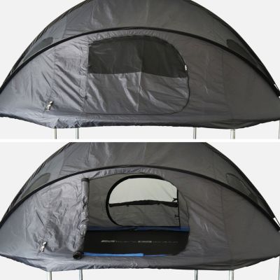 Trampoline 305cm bleu avec pack d'accessoires + Tente de camping avec sac de transport