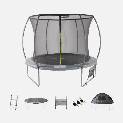 Trampoline 305cm filet intérieur avec pack d'accessoires + Tente de camping