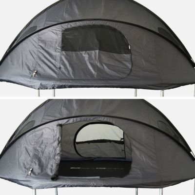 Trampoline 305cm filet intérieur avec pack d'accessoires + Tente de camping