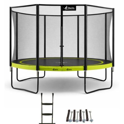 Trampoline  430cm + filet de sécurité + échelle + kit ancrage  PUNCHI 430 Vert