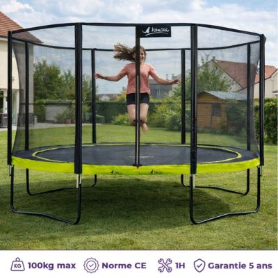 Trampoline  430cm + filet de sécurité + échelle + kit ancrage  PUNCHI 430 Vert