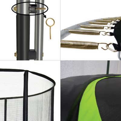Trampoline  430cm + filet de sécurité + échelle + kit ancrage  PUNCHI 430 Vert