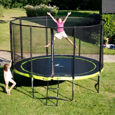 Trampoline  430cm + filet de sécurité + échelle + kit ancrage  PUNCHI 430 Vert