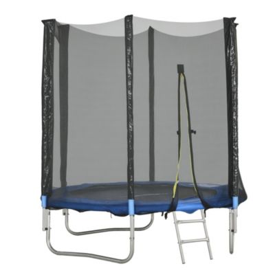 Trampoline d'extérieur dia. 180 cm avec filet de sécurité, poteaux rembourrés et échelle
