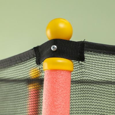 Trampoline de jardin enfants dia. 1,63 x 1,90H m filet de sécurité porte zippée couvre ressorts + 6 poteaux rembourrés inclus