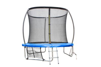 Trampoline de jardin rond Ø2,44 m avec filet de sécurité, échelle, rangement chaussures et bâche de protection, Soulet
