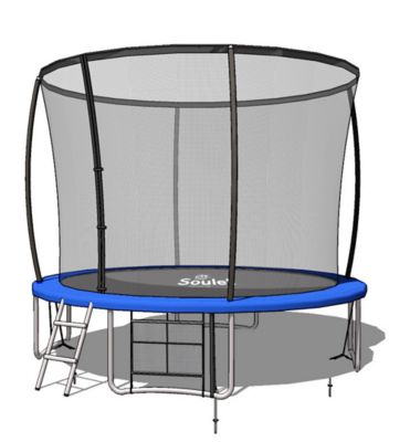 Trampoline de jardin rond Ø3,05 m avec filet de sécurité, échelle, rangement chaussures et bâche de protection, Soulet