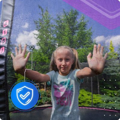 Trampoline Rond 180 Cm Pour Enfants – Réversible Gris/rose, Filet, échelle, Kit Ancrage Inclus