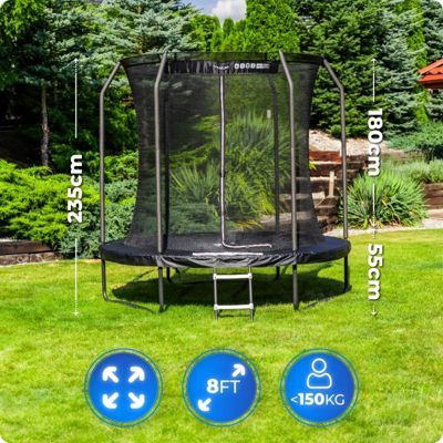 Trampoline de jardin THUNDER 8ft 244 cm pour enfants avec filet de sécurité intérieur et échelle 1 pièce.
