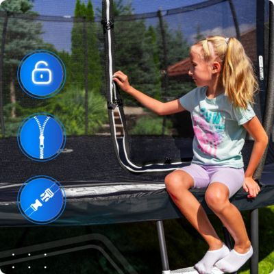 Trampoline de jardin THUNDER 8ft 244 cm pour enfants avec filet de sécurité intérieur et échelle 1 pièce.